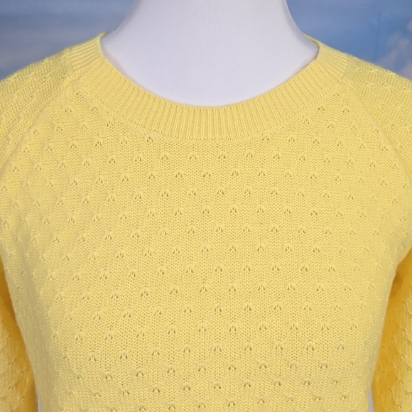 TALBOTS | 100% COTTON LIGHTWEIGHT PRETZEL KNIT CROPPED SLEEVE SWEATER - Picture 9 of 15